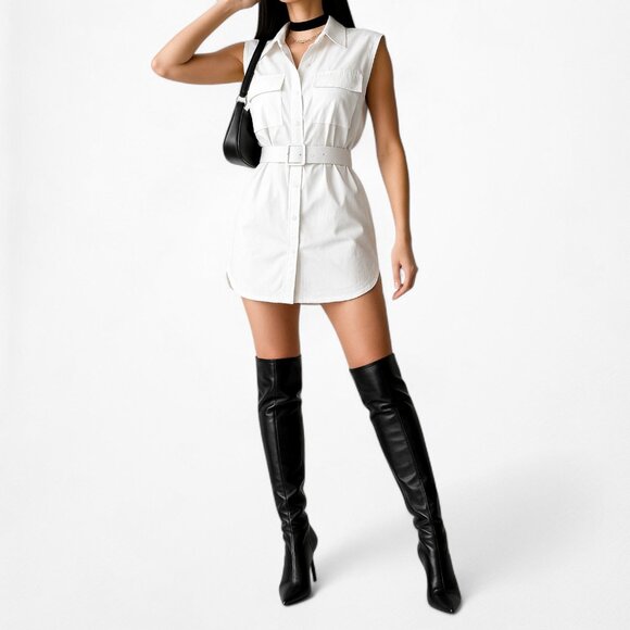 Zara Sleeveless Oversized Button Down Shirt Dress Tank Top Size XS/S - Picture 2 of 8